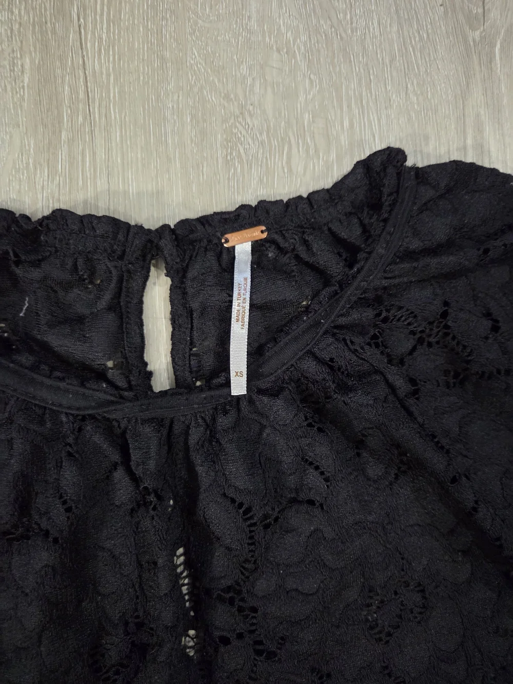 Free People Black Lace Cropped Blouse / Smock Top